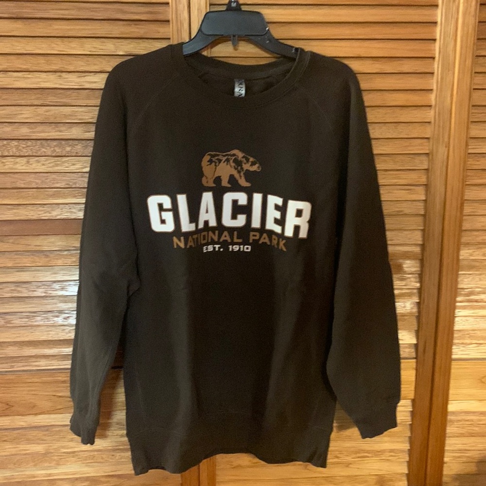 Ouray Sportswear brown Glacier National Park crewneck sweatshirt (Size S)